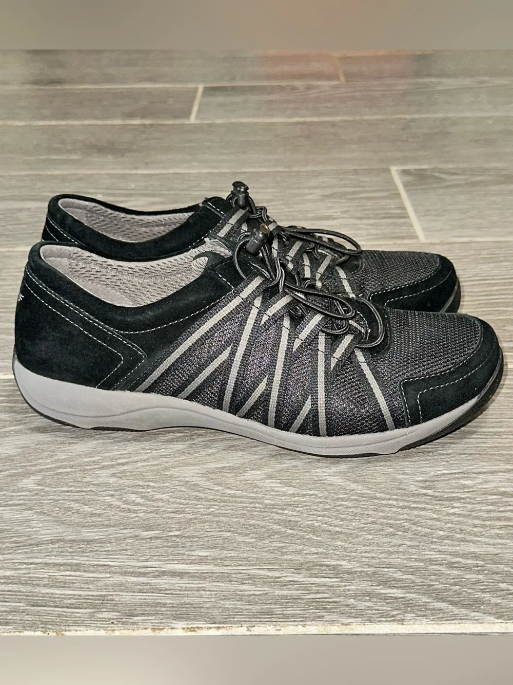 Dansko Women's Honor Black Suede Mesh Slip-On Comfort Walking Shoes Sz 38W US 8W